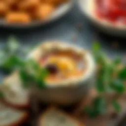 A bowl of Baba Ghanouj garnished with olive oil and parsley