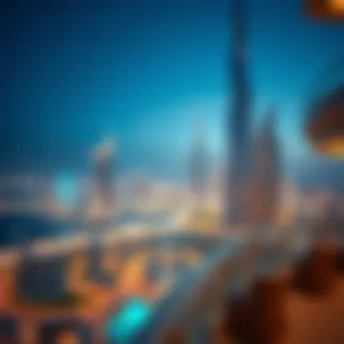 Dubai Skyline from Emaar Opera Grand Panoramic view of Dubai from the Opera Grand balcony