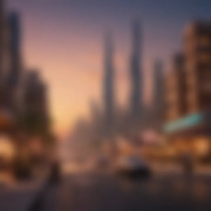 An evening shot of Al Jaffiliya's skyline, illustrating the blend of tradition and modernity.