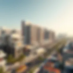 A panoramic view of Al Khail Heights showcasing its modern architecture