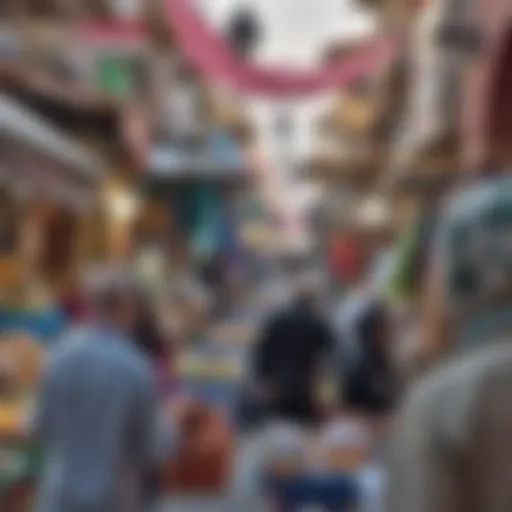 A bustling market scene showcasing the vibrant atmosphere of Al Mina Street
