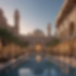 A panoramic view of Al Mulla Plaza showcasing its architectural beauty