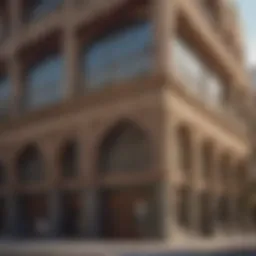 Architectural close-up of Al Zain Building showcasing its unique dip design