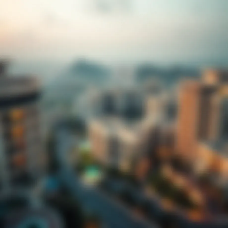A panoramic view of Alkhail Heights showcasing its residential architecture and green spaces