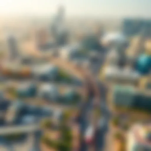 Aerial view of Silicon Oasis showcasing transport links