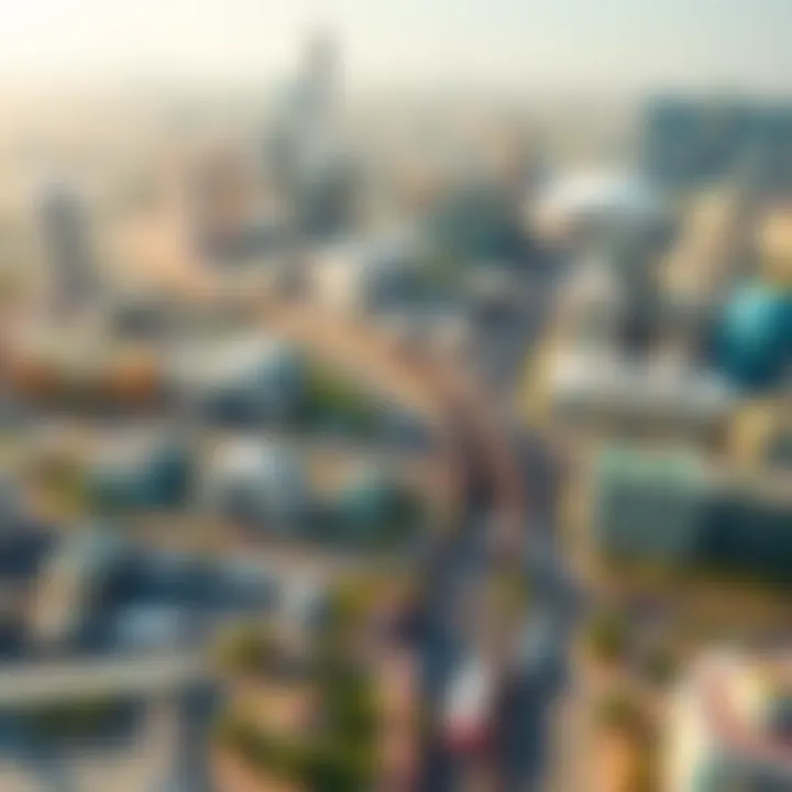 Aerial view of Silicon Oasis showcasing transport links