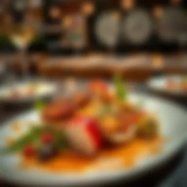 An artistic presentation of a gourmet dish showcasing local flavors