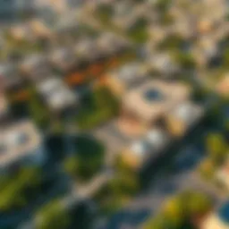 Aerial view of Durum Nad Al Hamar showcasing the blend of modern architecture and greenery