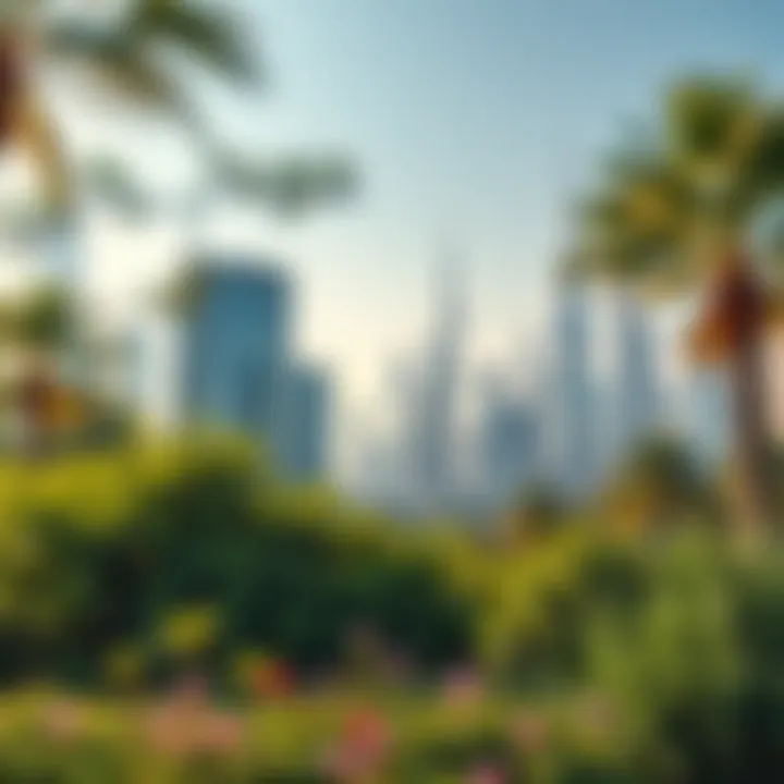 Stunning skyline view from a tranquil park