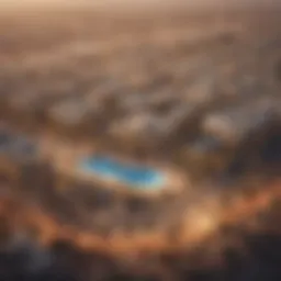 Aerial view of Majan showcasing its modern architecture and expansive layout