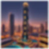 Panoramic view of Merano Tower showcasing its modern architecture in Business Bay