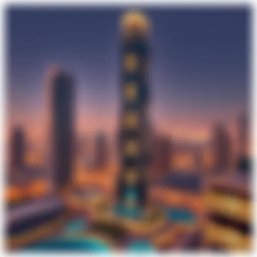 Panoramic view of Merano Tower showcasing its modern architecture in Business Bay