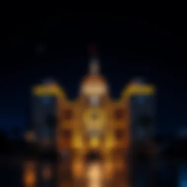 Illuminated Architectural Brilliance Night view of the Noorm Al Safa Building illuminated, reflecting its architectural brilliance