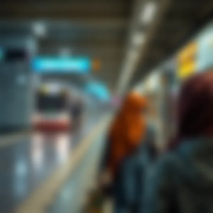 Ras Al Khor Metro Station in use during peak hours demonstrating community engagement