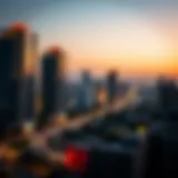 Vibrant cityscape of Rove Jafiliya at dusk