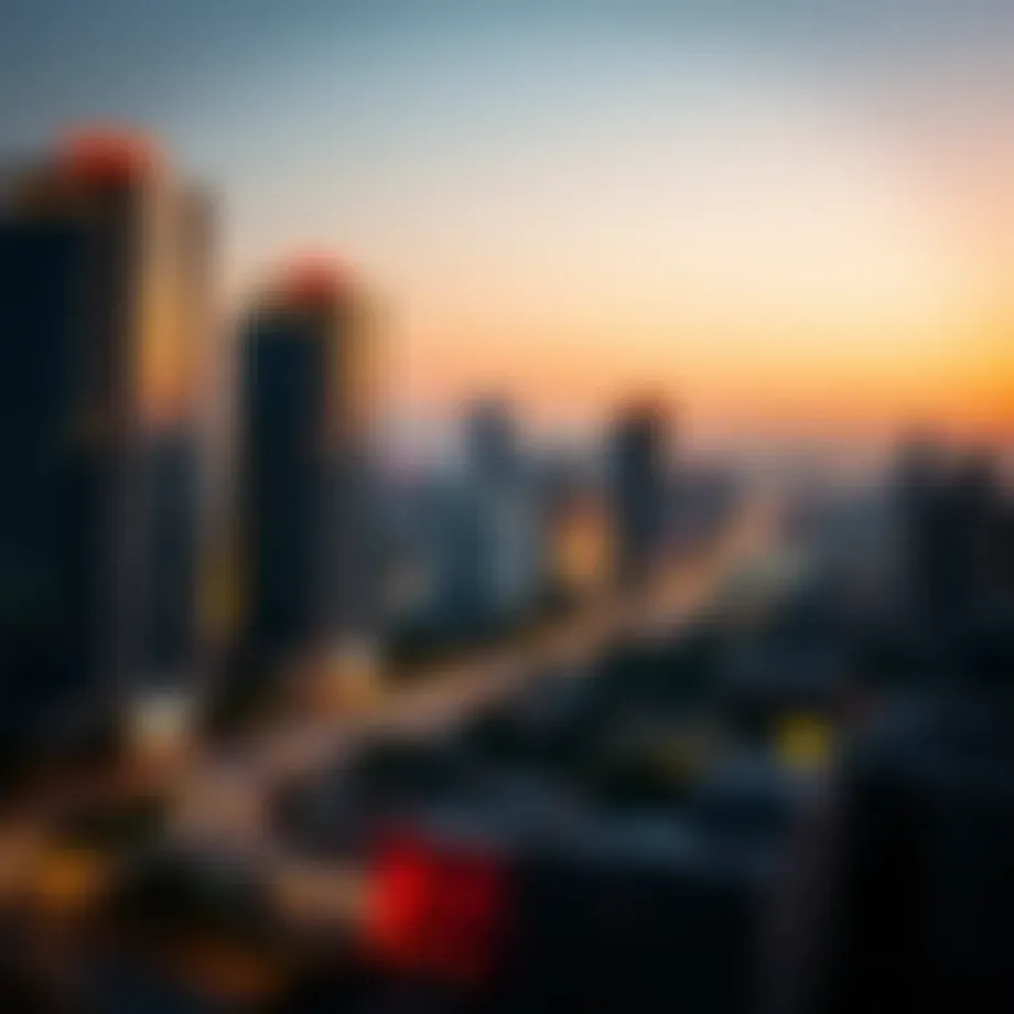 Vibrant cityscape of Rove Jafiliya at dusk