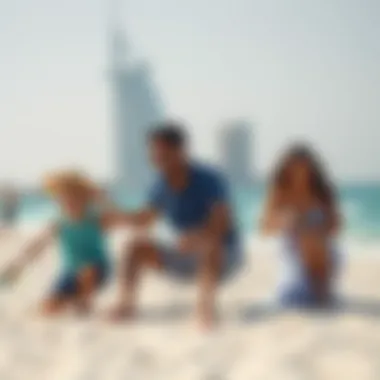 Family Fun at JBR Beach Family enjoying a relaxing day on the beach