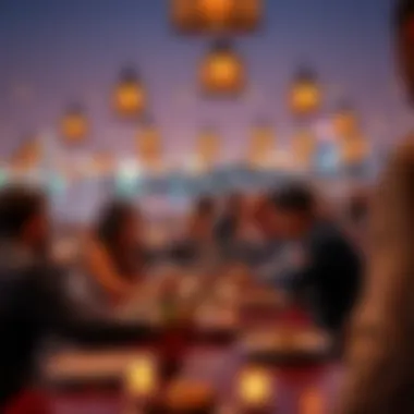 A group enjoying their meal, reflecting the vibrant atmosphere