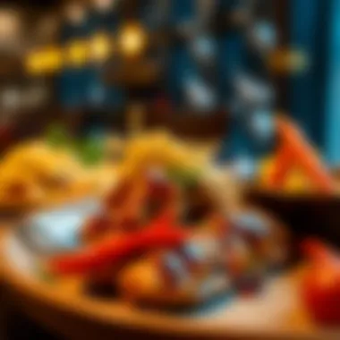 A close-up of a signature dish, highlighting its intricate details