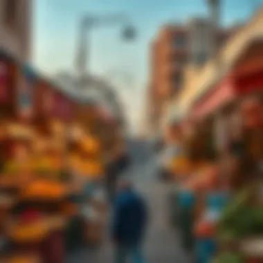 Traditional market scene in a bustling Dubai neighborhood