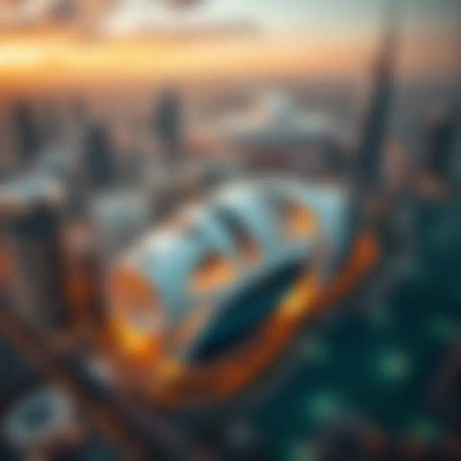 Aerial view of Dubai showcasing innovative architecture