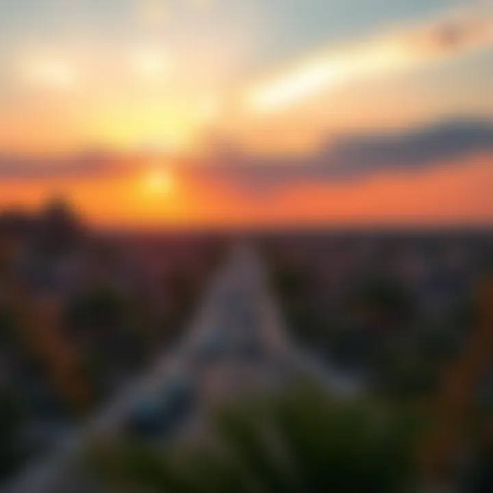 Scenic view of Arabian Ranches at sunset