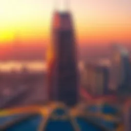 Stunning view of Phoenix Tower at sunset