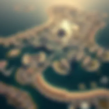 Aerial Perspective of Dubai's World Islands Aerial view of the World Islands in Dubai showcasing the unique layout