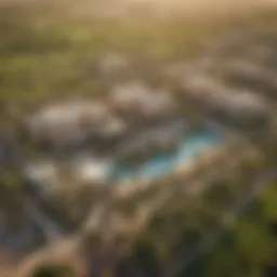 Aerial view showcasing the lush landscapes and elegant villas of Virgin Arabian Ranches