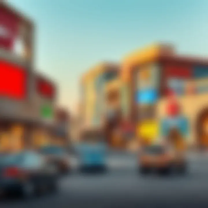 Dynamic commercial area showcasing businesses in Ras Al Khor