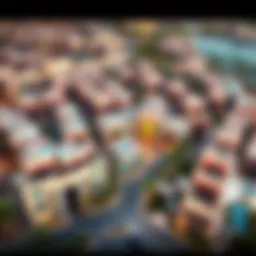 Aerial view of Wasl Village showcasing its unique architecture