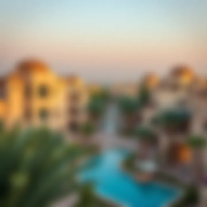 A panoramic view of Wasl Village showcasing its unique architectural blend