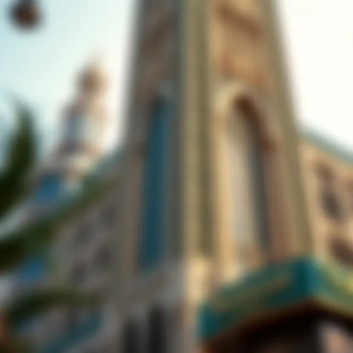 A close-up view of the intricate design details on the Faltaat Building