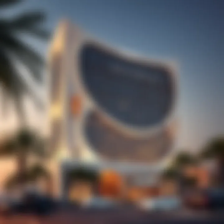 The stunning exterior facade of Faltaat Building showcasing unique architectural elements