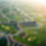 Aerial view of Jumeirah Golf Estate showcasing its lush green landscapes and golf courses