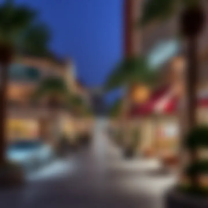 Local amenities surrounding Jumeirah Golf Estates, including shopping and dining options