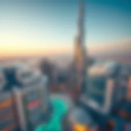 Aerial view of Latifa Tower with city skyline