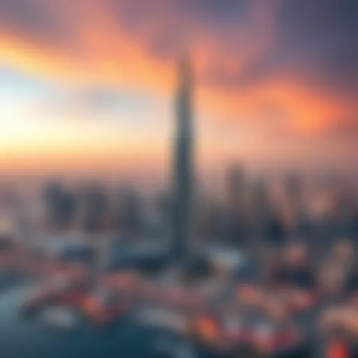 Aerial view showcasing the stunning skyline of Dubai with Latifa Tower prominently featured.