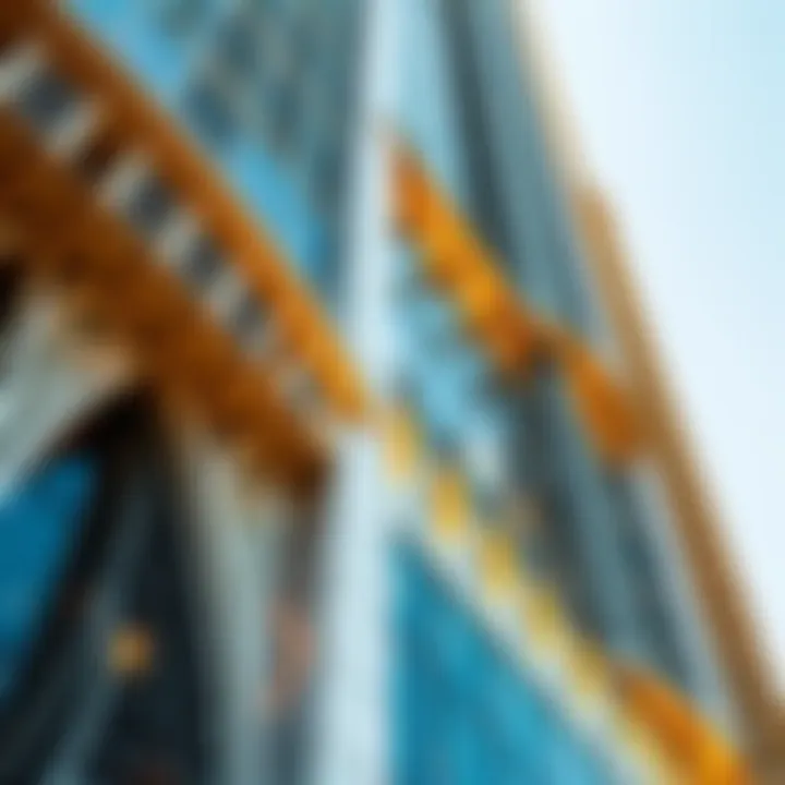 Close-up of the intricate design elements of Latifa Tower's façade.