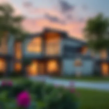 Modern architectural design in residential area