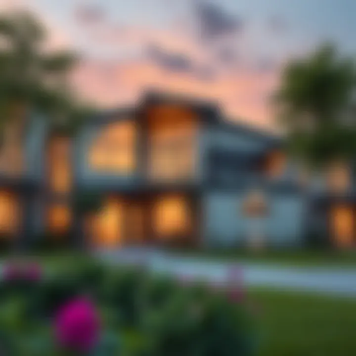 Modern architectural design in residential area