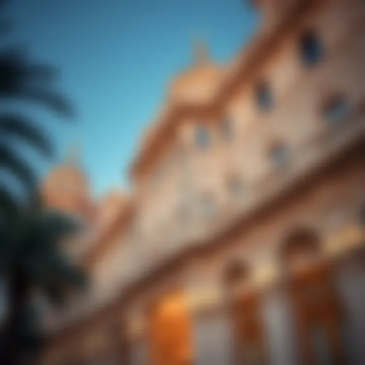 Intricate architectural details of a prominent building in Mirdif.