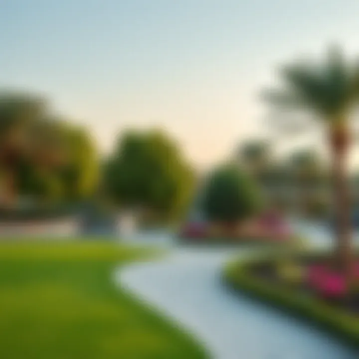 A tranquil park in Mirdif, illustrating the neighborhood's green spaces.