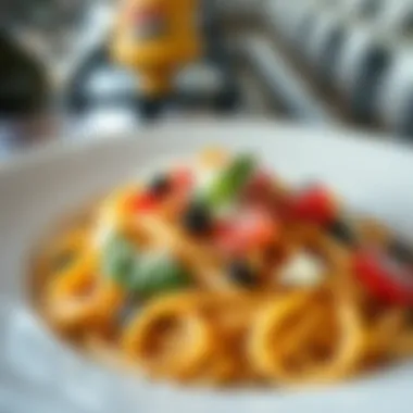 A beautifully arranged Italian pasta dish