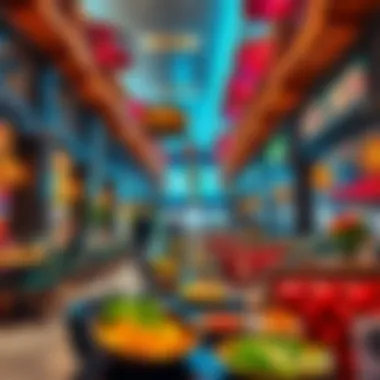 Vibrant dining area inside OSR Mall Dip with diverse culinary options.