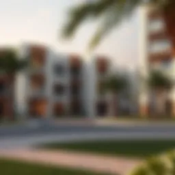 A serene residential area showcasing architectural elegance
