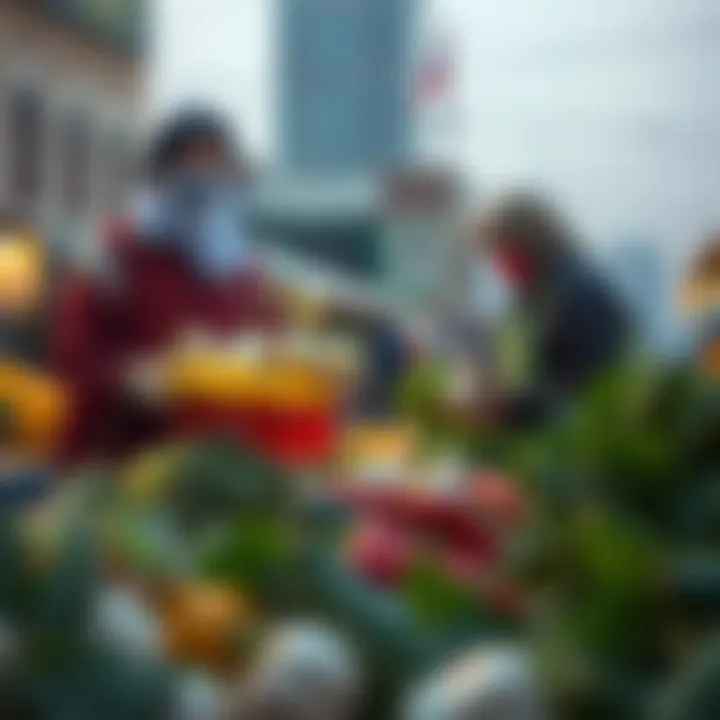 Local vendors showcasing their organic vegetables