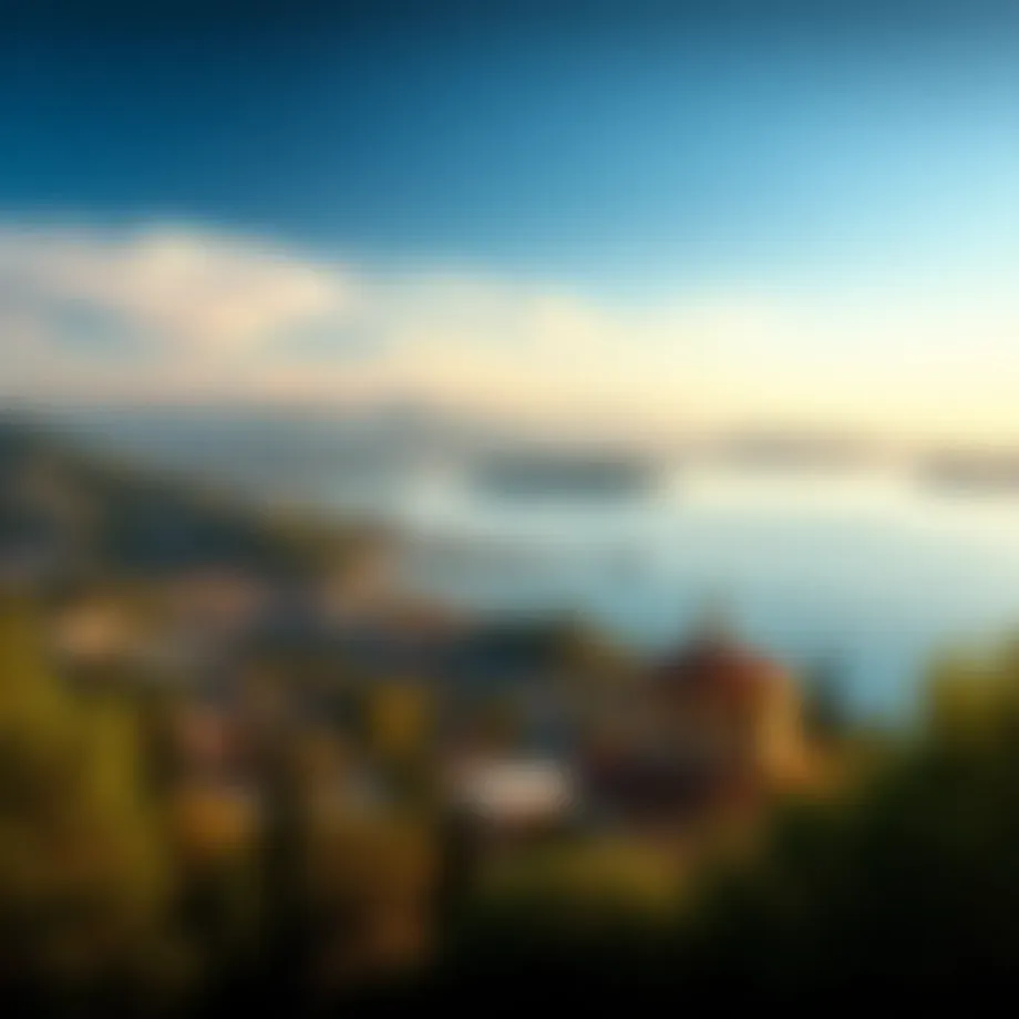 A panoramic view of Riviera Lake highlighting its stunning landscapes