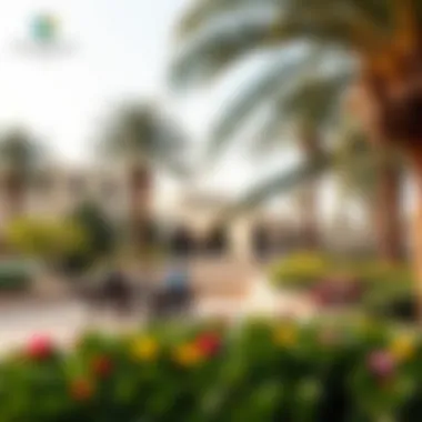 A serene park in Satwa where residents gather and relax