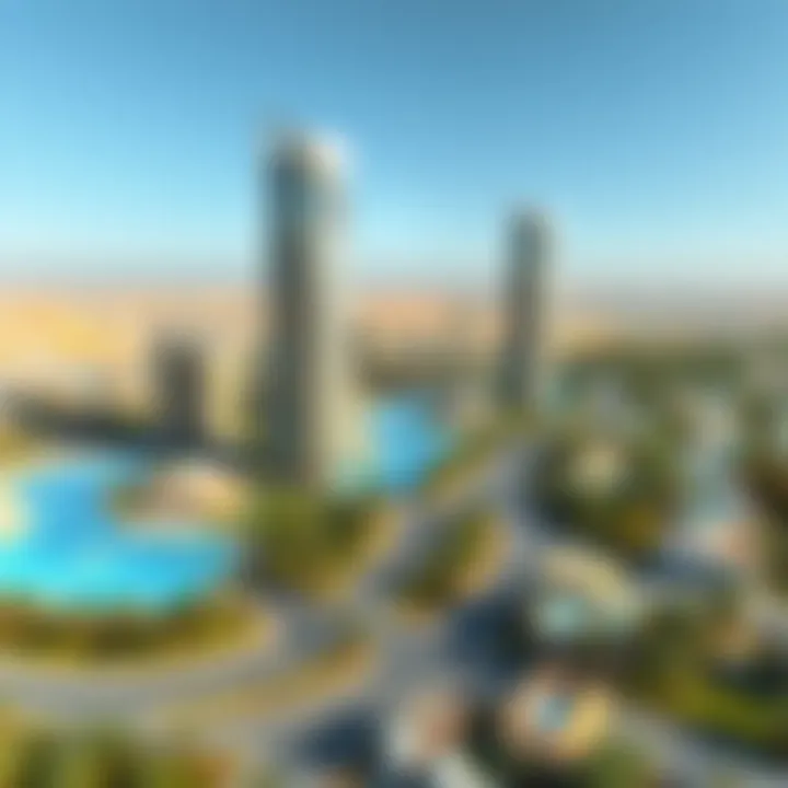 Panoramic view of the Wasl Crystal IV integrated with its surrounding neighborhoods